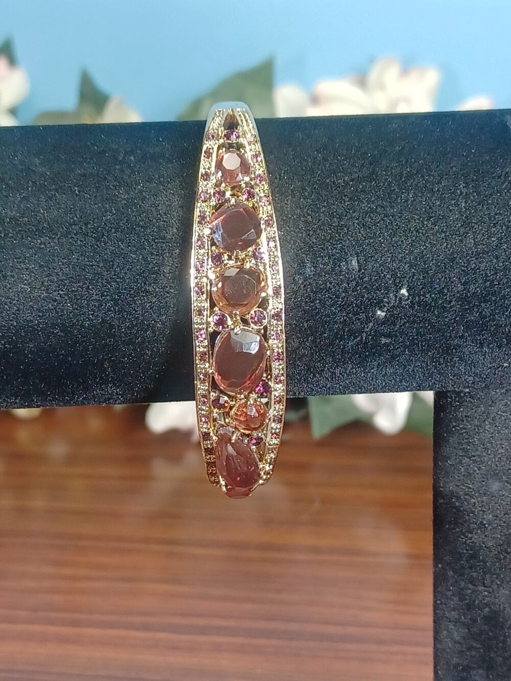 Vintage Monet Purple Rhinestone Golden Bracelet Dazzling Beautiful Fashion